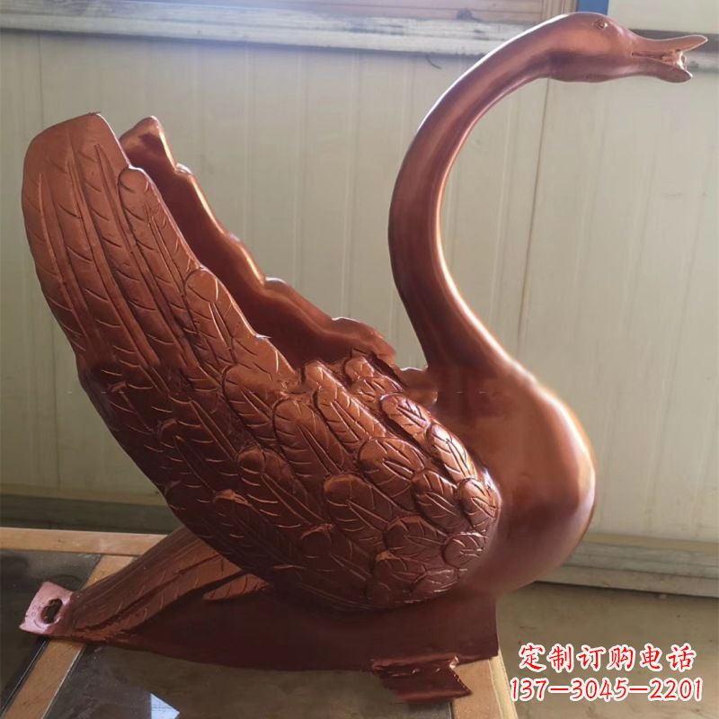 山西天鹅铜雕塑,喷泉吐水天鹅装饰摆件
