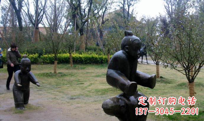 山西跳山羊公园人物铜雕