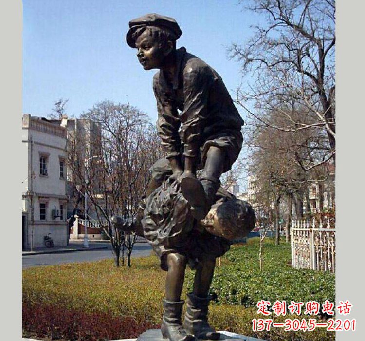山西跳山羊人物铜雕