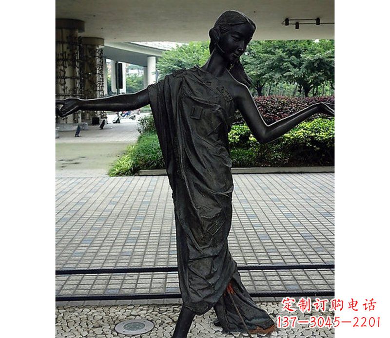 山西跳舞的女孩街边景观铜雕
