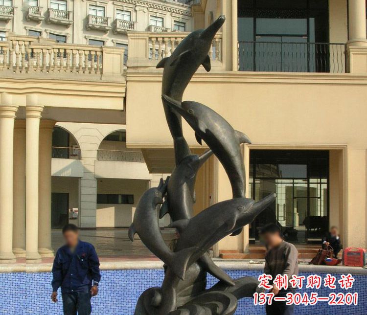 山西跳跃海豚景观铜雕