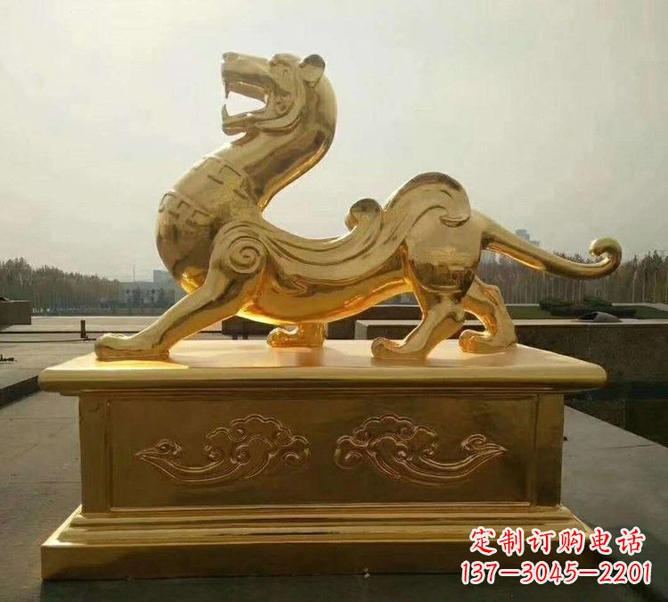 山西贴金古代神兽青龙雕塑