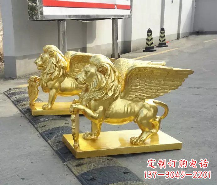 山西贴金圣马可飞狮铜雕