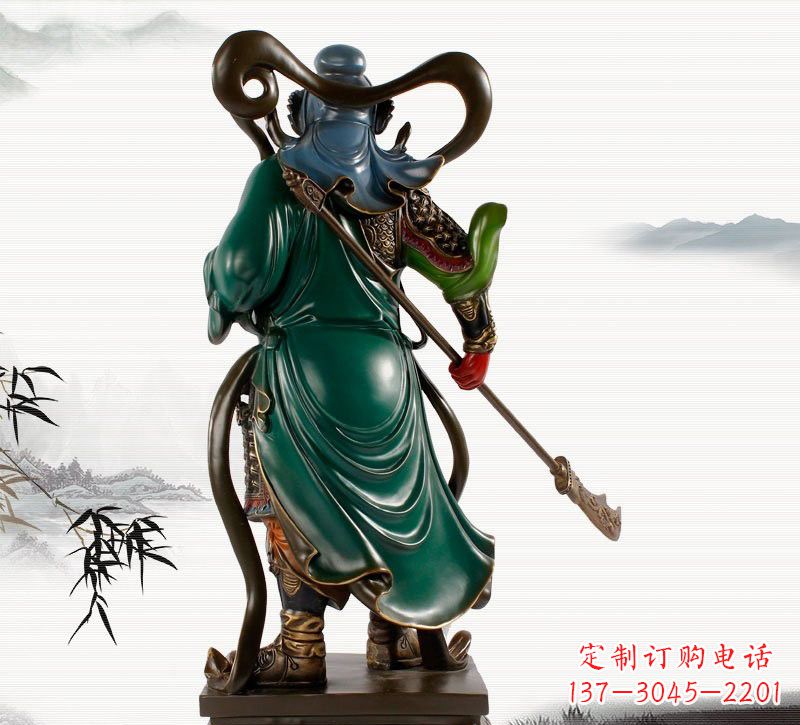 山西铜雕彩绘武财神关公