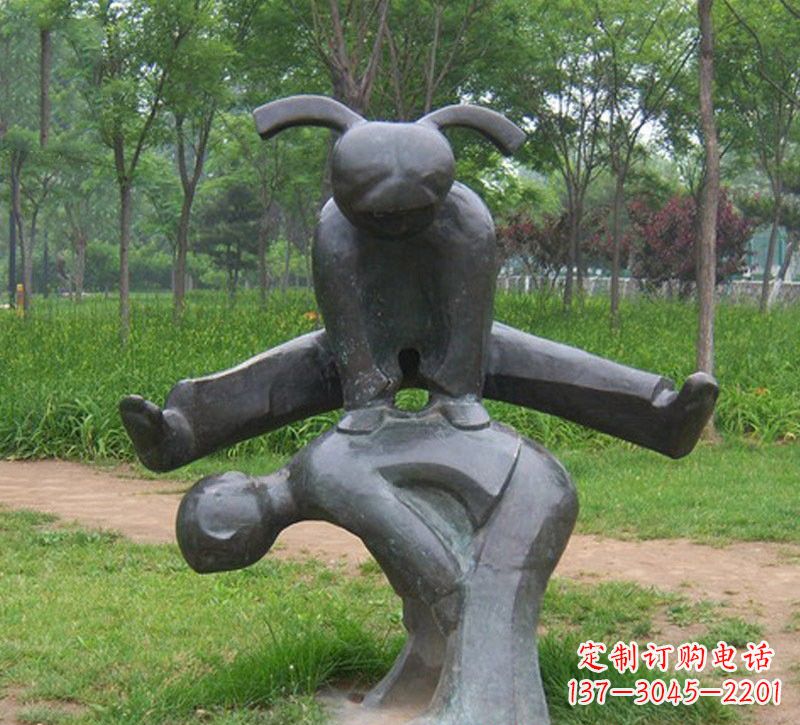山西铜雕抽象跳山羊儿童