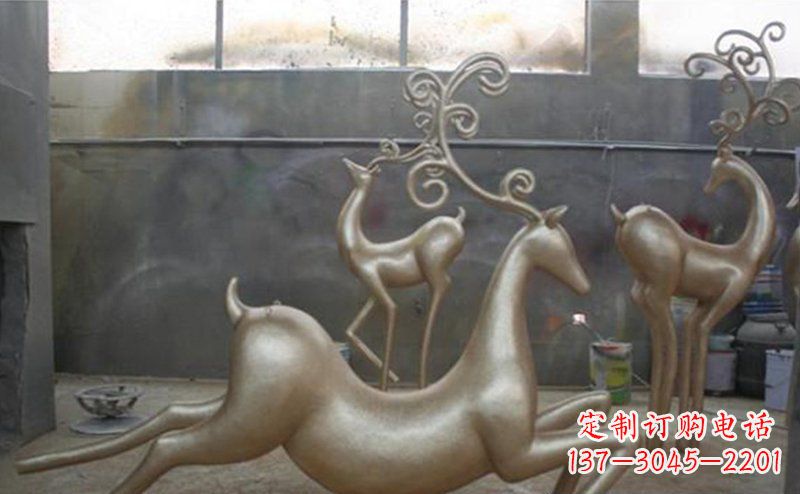 山西铜雕抽象树枝梅花鹿雕塑
