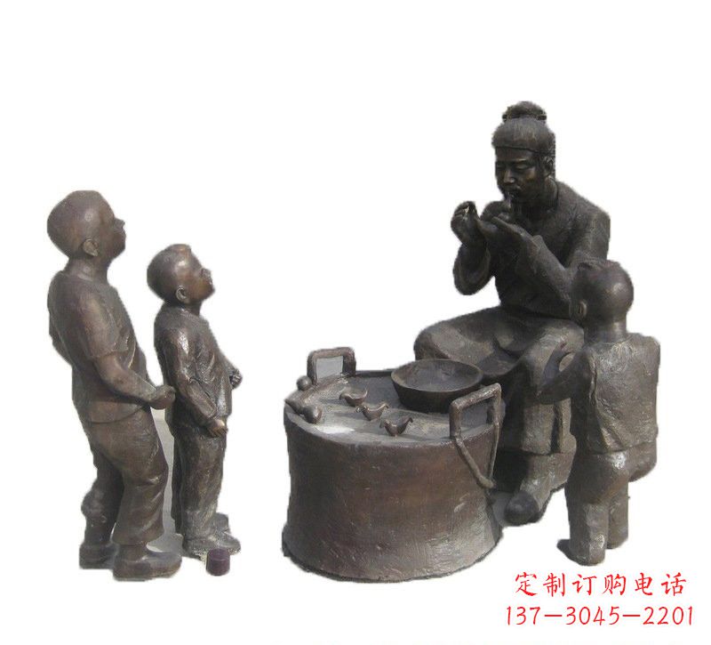 山西铜雕吹糖人的古代人物