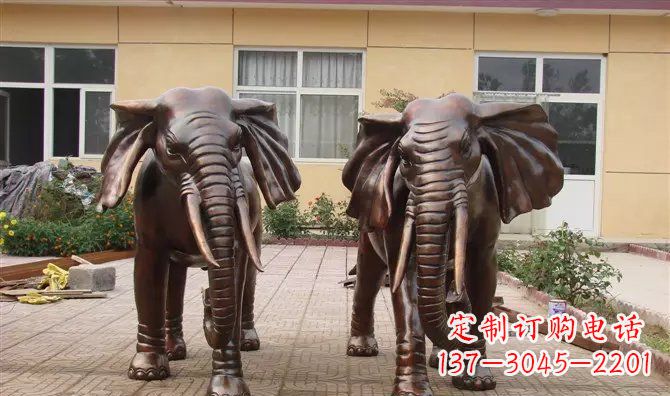 山西铜雕大象公司门口动物雕塑