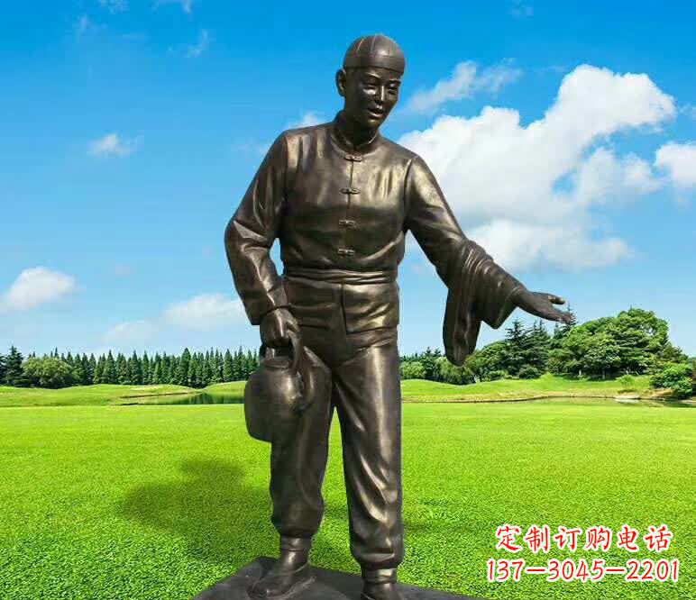 山西铜雕店小二人物雕塑1