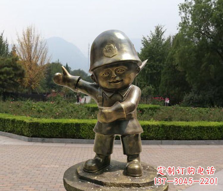 山西铜雕儿童交通警察