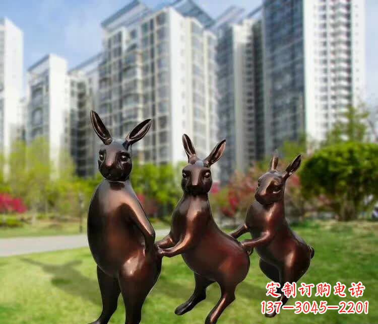 山西铜雕广场动物兔子