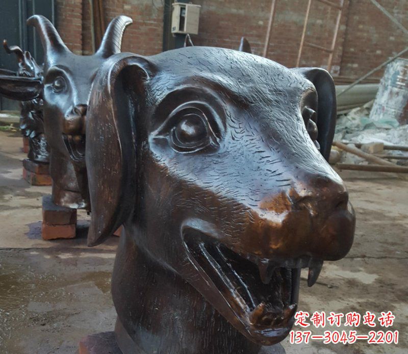 山西铜雕广场生肖动物头像装饰摆件