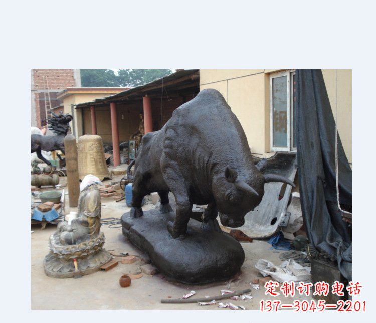 山西铜雕广场水牛动物雕塑