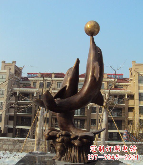 山西铜雕海豚雕塑 (2)