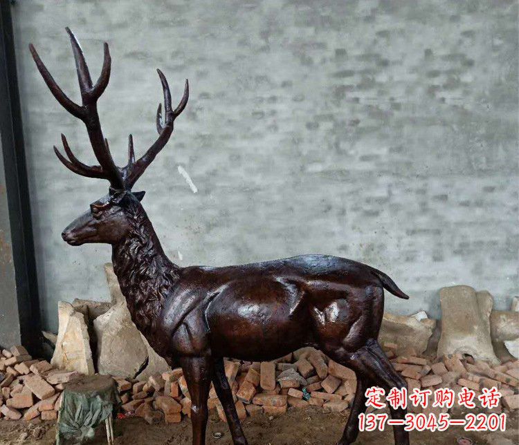 山西铜雕户外公园动物雕塑鹿摆件