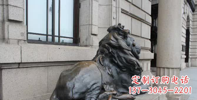 山西铜雕汇丰卧姿狮子