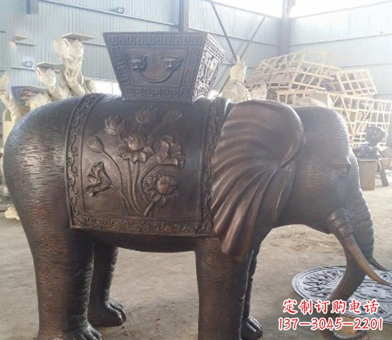 山西铜雕吉祥大象园林动物摆件