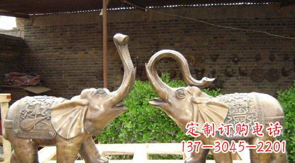 山西铜雕吉祥小象公园动物雕塑