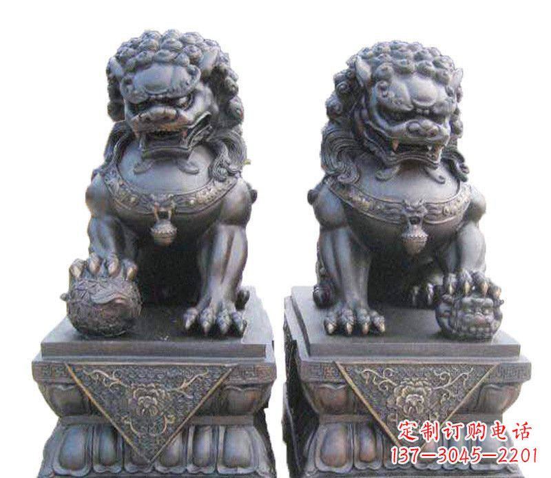 山西铜雕酒店镇宅招财狮子摆件 (2)