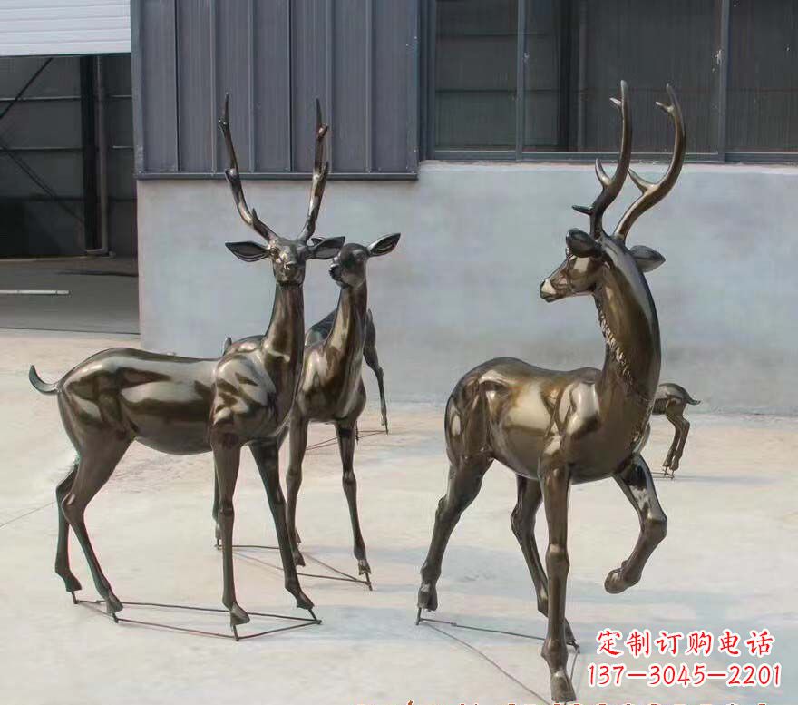 山西铜雕鹿群雕塑