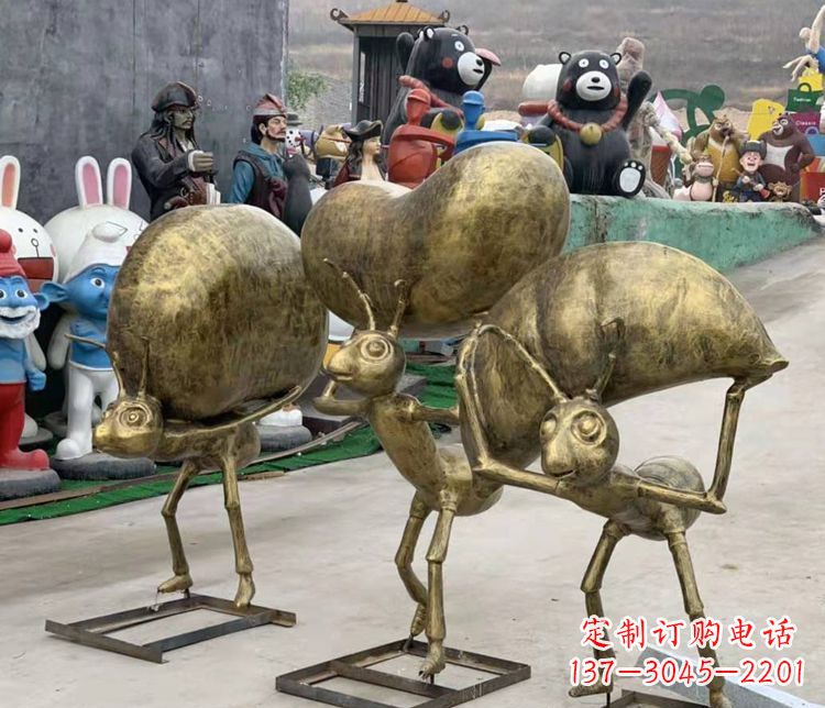 山西铜雕蚂蚁搬家雕塑