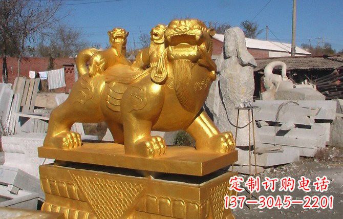 山西铜雕母子貔貅