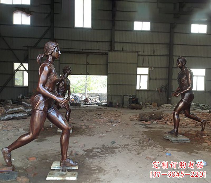 山西铜雕跑步女生