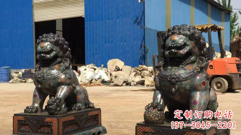 山西铜雕企业招财狮子雕塑摆件
