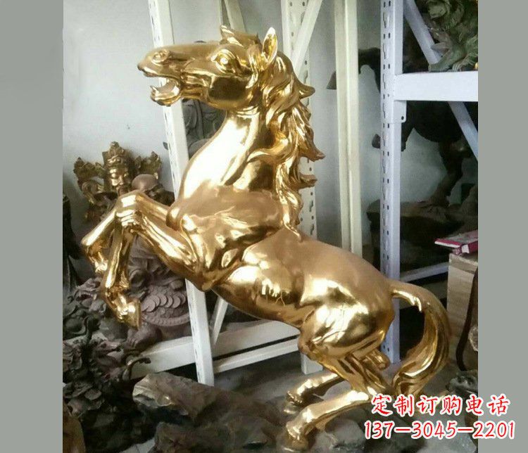 山西铜雕商场招财动物马雕塑 (2)