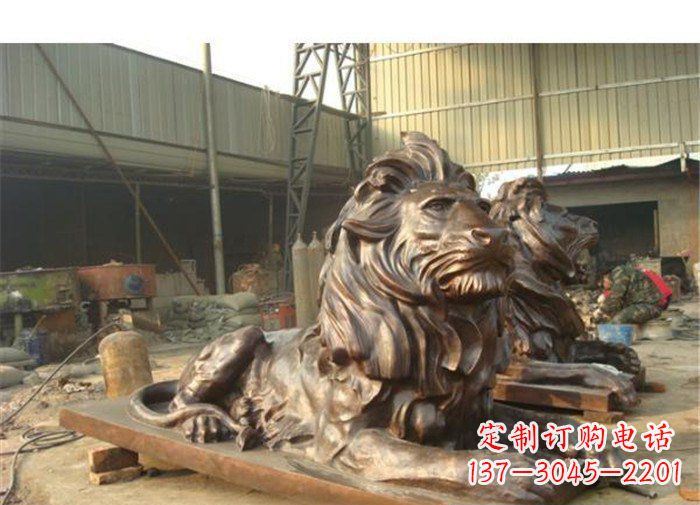 山西铜雕狮子公司门口雕塑