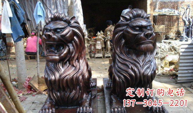 山西铜雕狮子公司门口雕塑 (2)