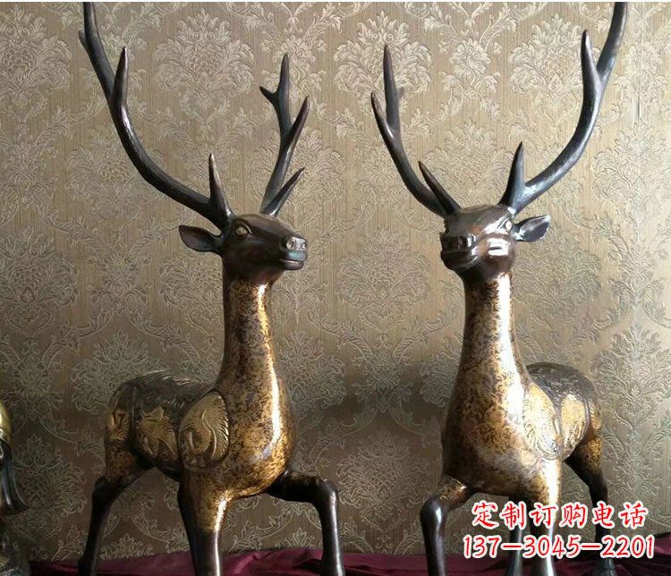 山西铜雕室内装饰动物鹿雕塑
