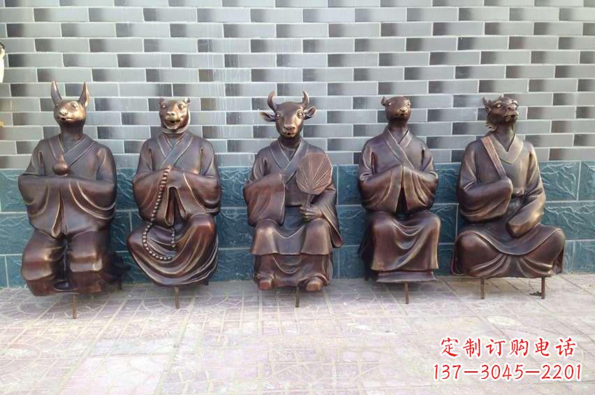 山西铜雕兽首人身十二生肖雕塑