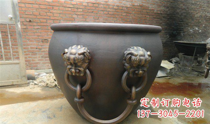山西铜雕水缸寺庙景观雕塑_2