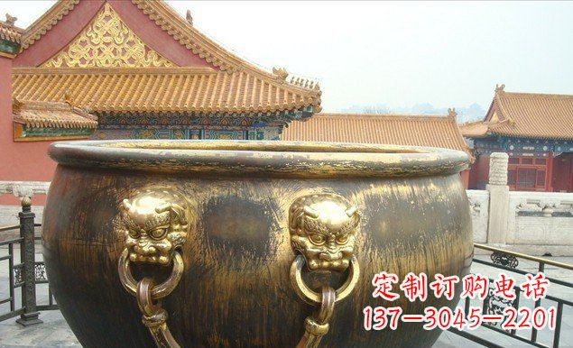 山西铜雕水缸寺庙景观雕塑 (2)