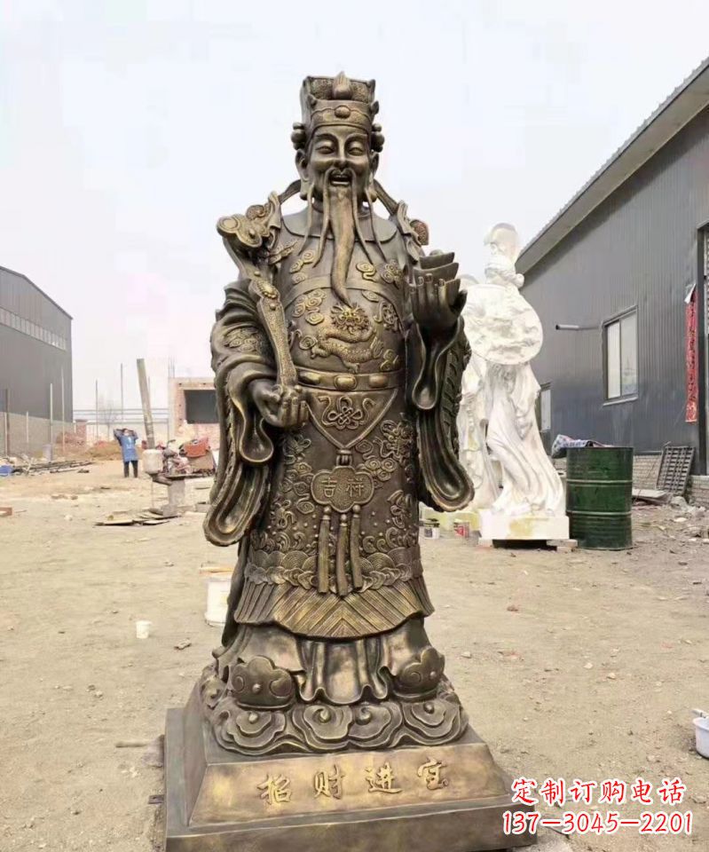 山西铜雕寺庙财神雕塑