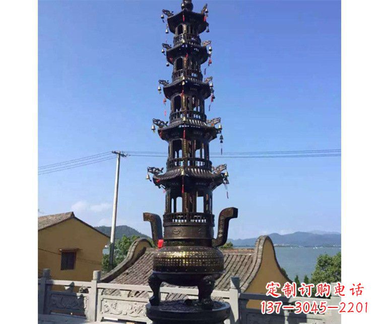 山西铜雕寺庙大型多层香炉