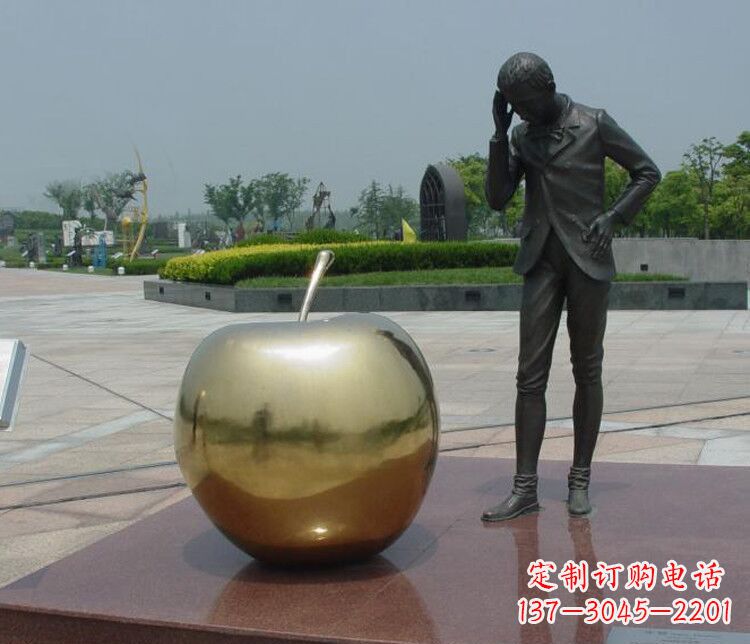 山西铜雕西方人物和苹果