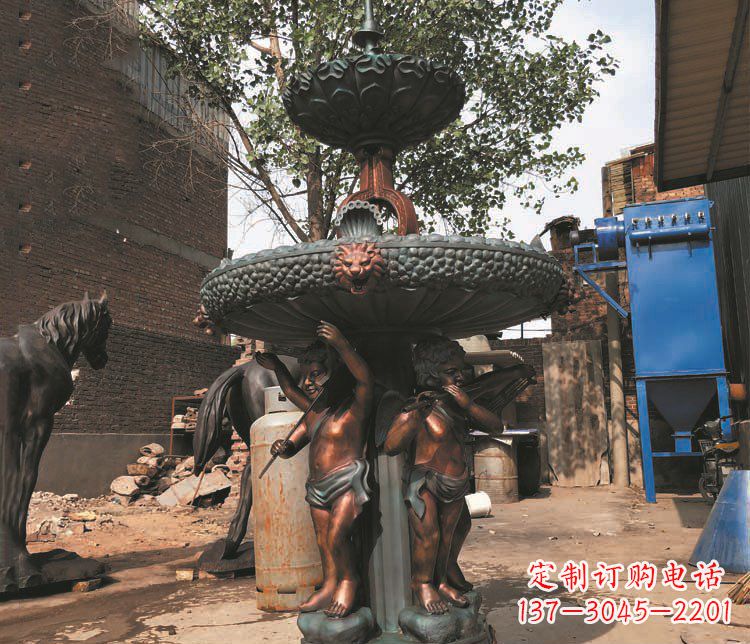 山西铜雕西方人物喷泉景观雕塑