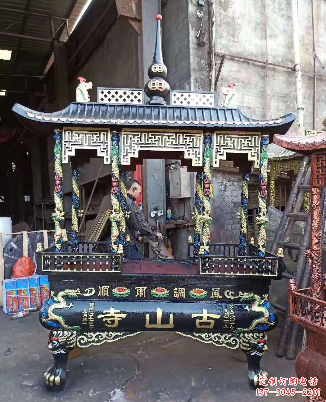 山西铜雕香炉寺庙景观雕塑