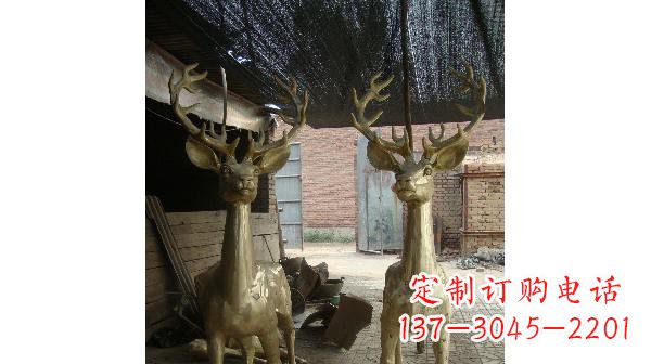 山西铜雕小鹿公园动物雕塑 (2)