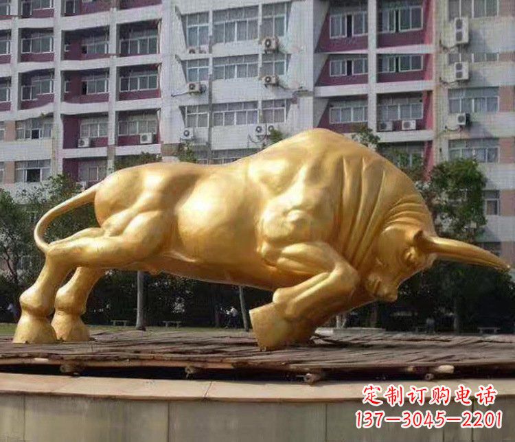 山西铜雕小区动物牛摆件 (3)