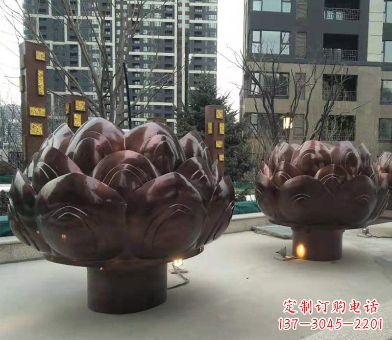 山西铜雕小区景观荷花