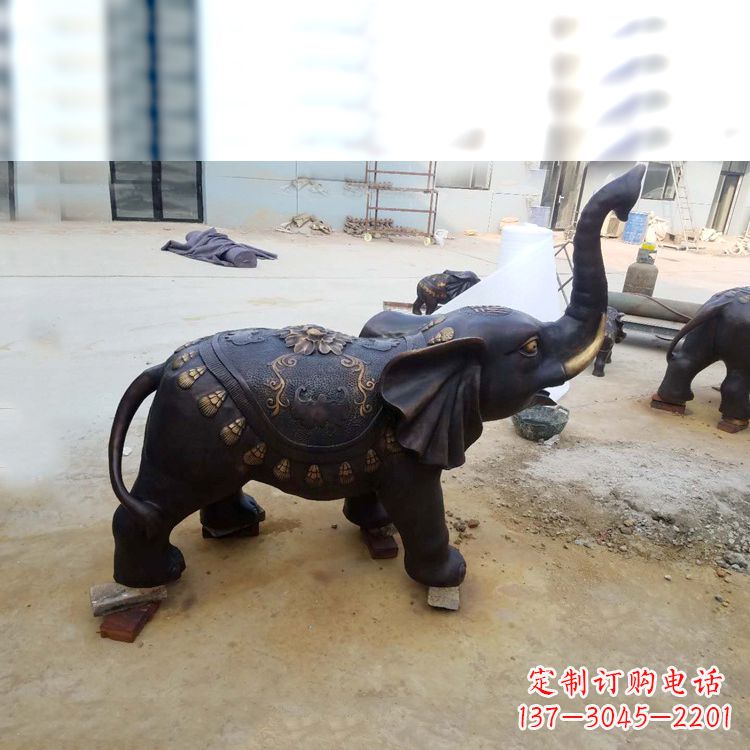 山西铜雕小象雕塑摆件