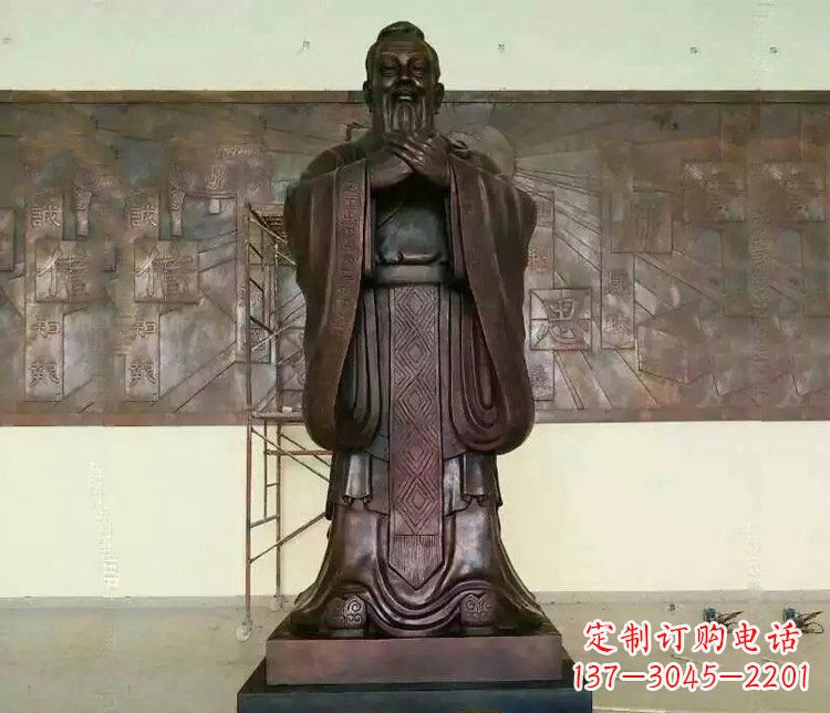 山西铜雕校园孔子文化雕塑摆件 (2)