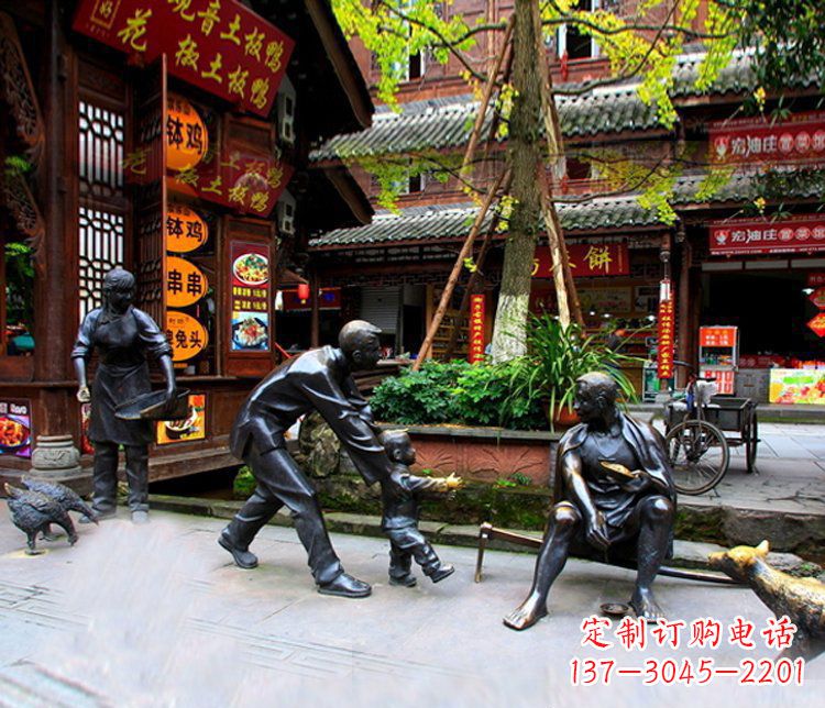 山西铜雕学走路儿童街道人物雕塑