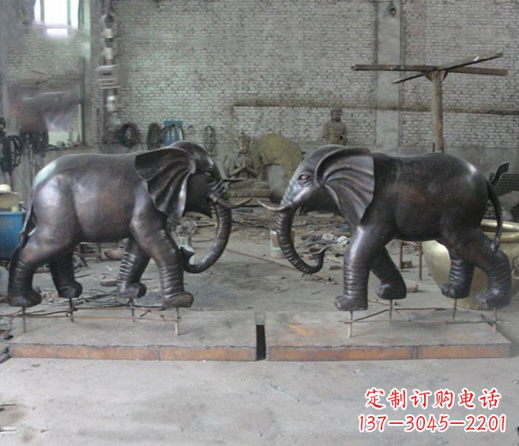 山西铜雕园林动物大象雕塑 (2)