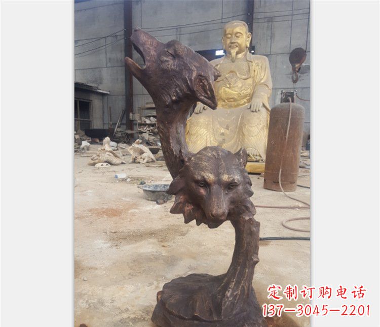 山西铜雕园林金钱豹动物雕塑