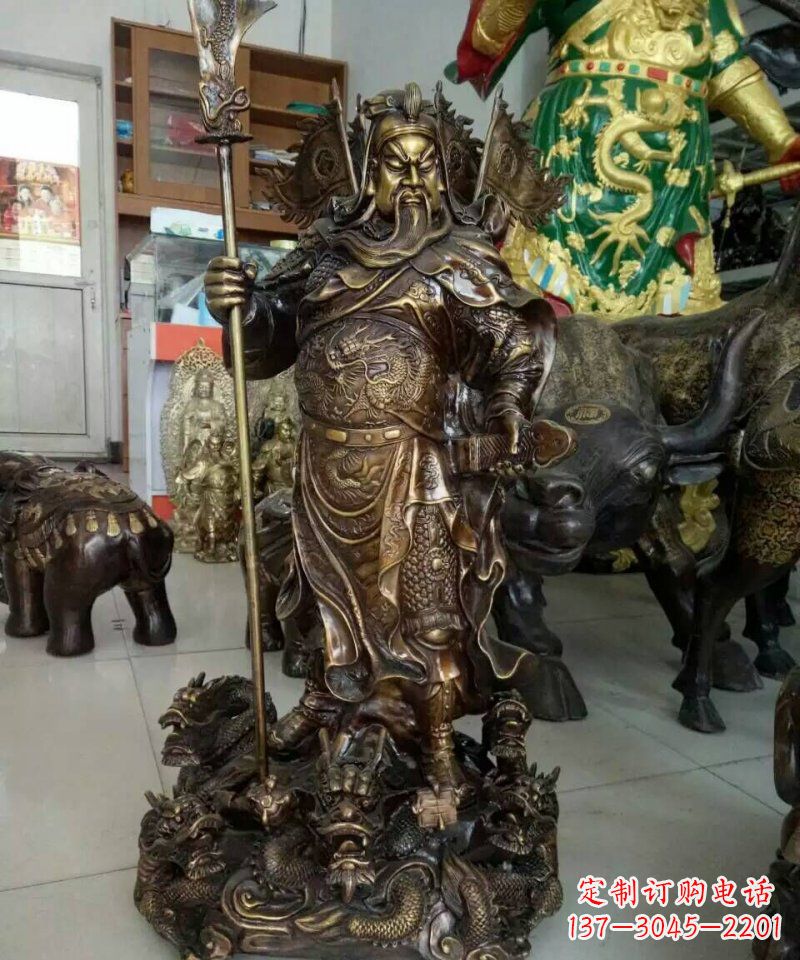 山西铜雕镇宅关公寺庙神像雕塑摆件