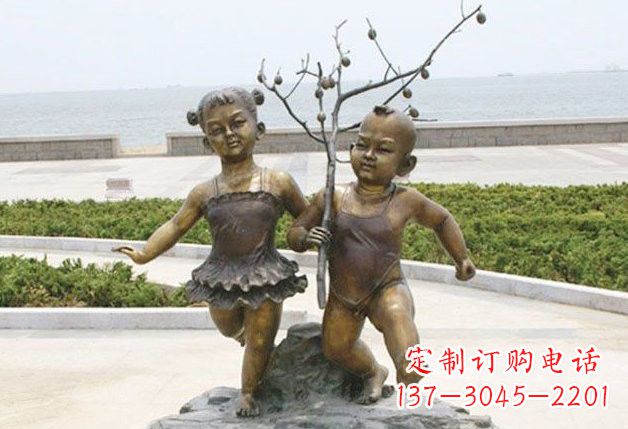 山西玩耍的儿童铜雕